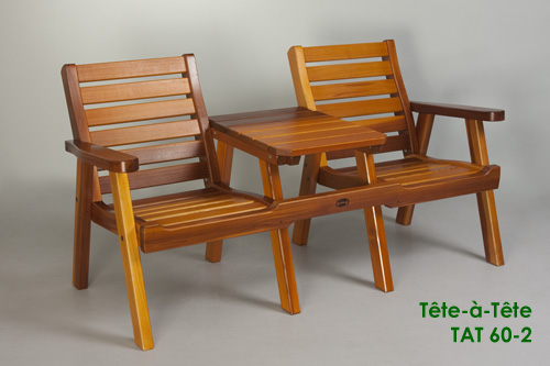 Double Patio Chair With Central Table, Tete A Tete Chair Outdoor